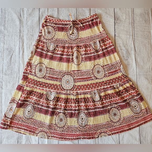 Zoey Beth Size Medium Y2K Midi Crinkle Skirt Boho Hippie Peasant Style Witchy - Picture 1 of 6